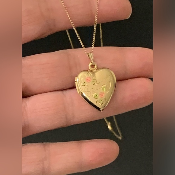 Vintage 14k Gold Filled GRANDMA heart Locket Pendant Necklace  18” - Picture 10 of 15
